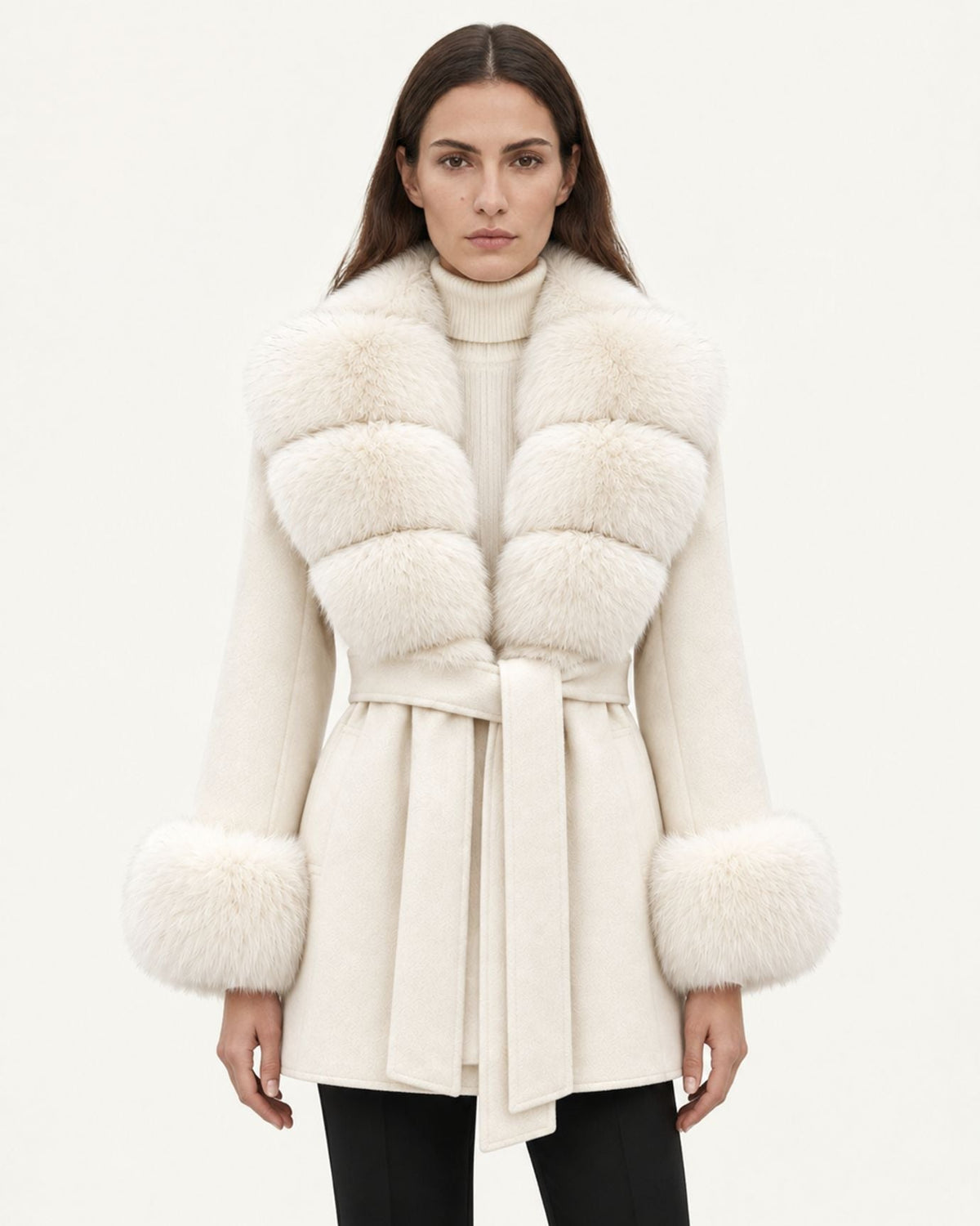 Mira Belted Mid-Length Hand-Stitched Wool Coat – view 11