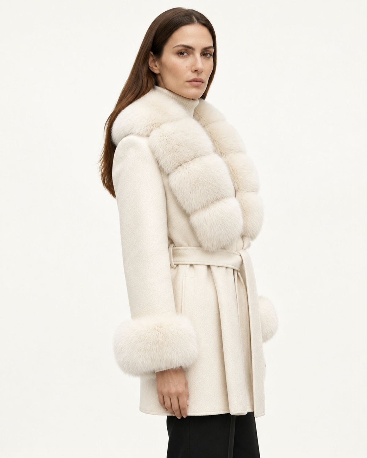 Mira Belted Mid-Length Hand-Stitched Wool Coat – view 12