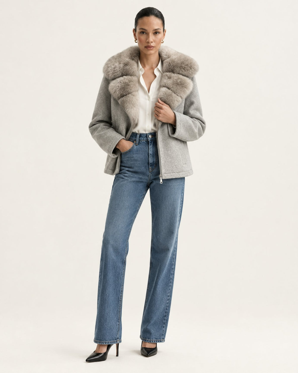 Lina Mid-Length Shearling Coat – view 6