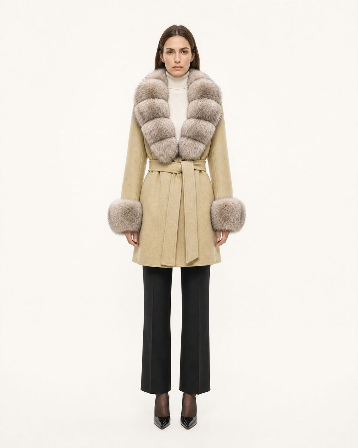 Mira Belted Mid-Length Hand-Stitched Wool Coat – view 6