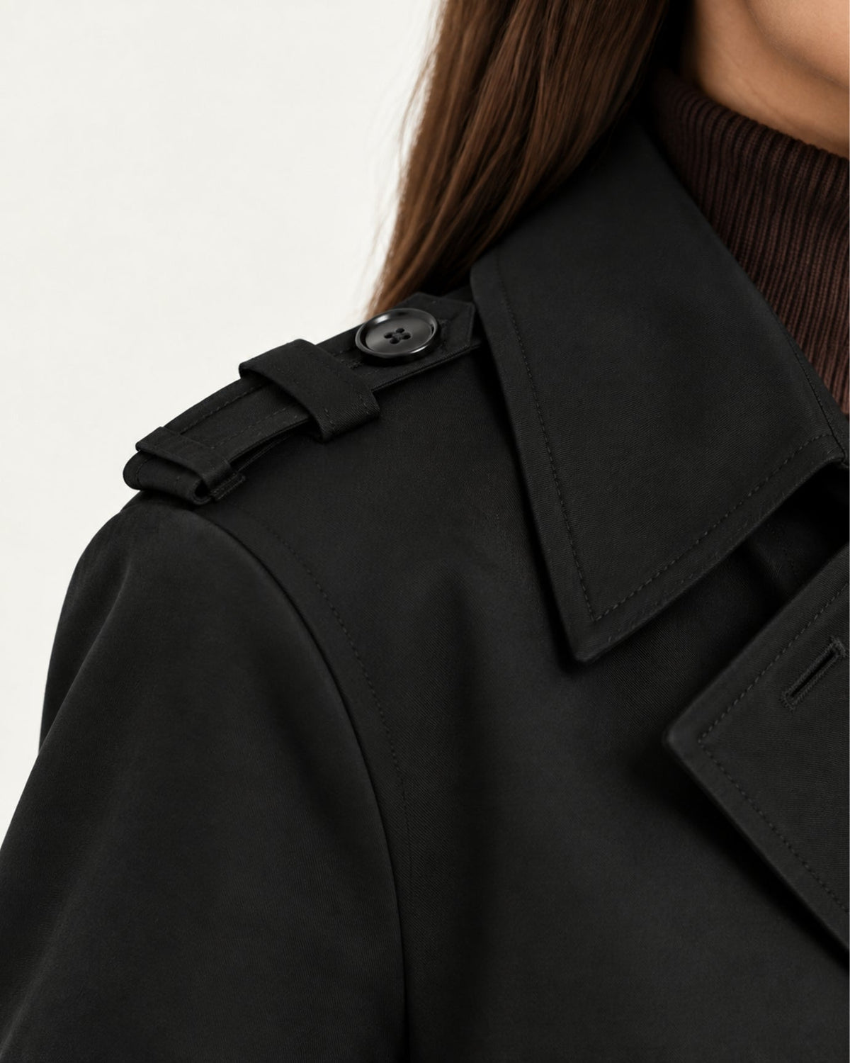 Jess Notched Lapel Medium-Weight Trench Coat – Black – view 5