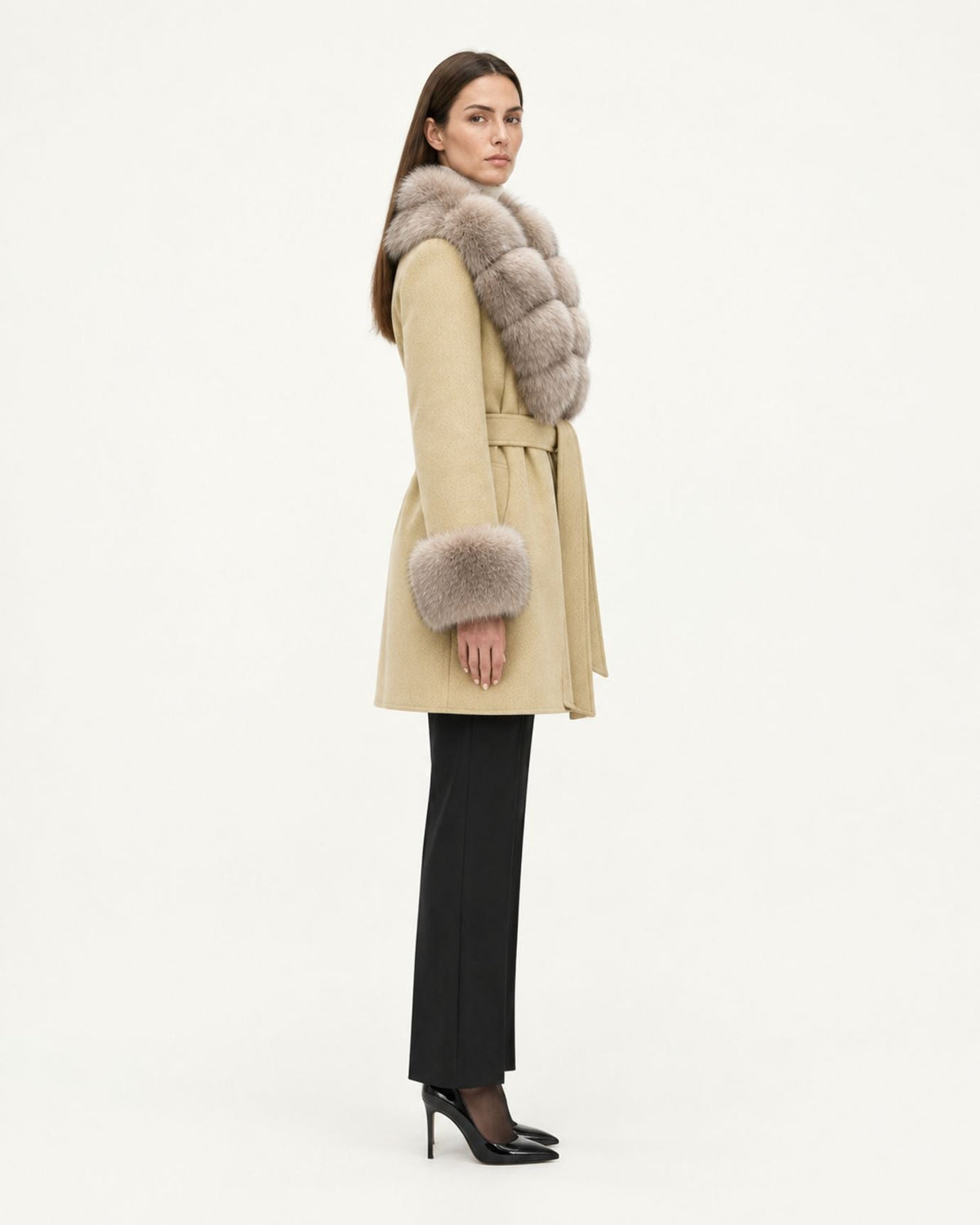 Mira Belted Mid-Length Hand-Stitched Wool Coat – view 7