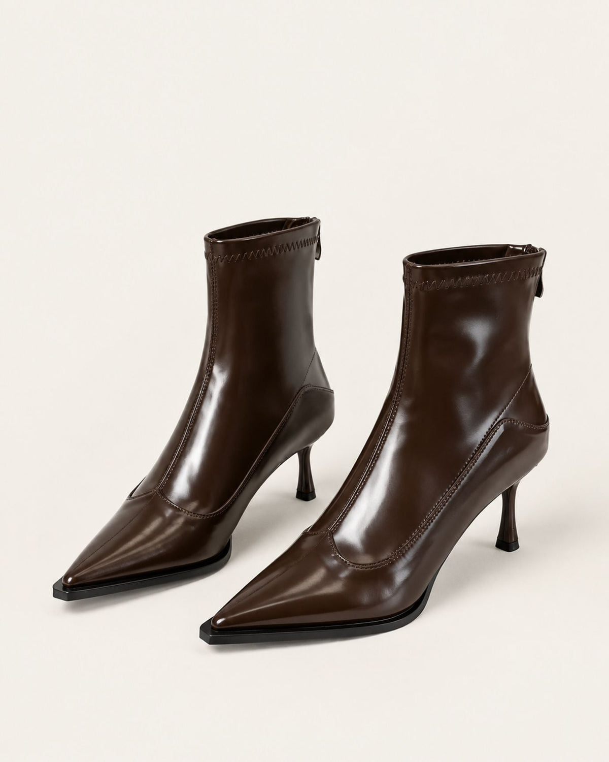 Cindy Pointed Toe PU Leather Stiletto Ankle Boots – view 11