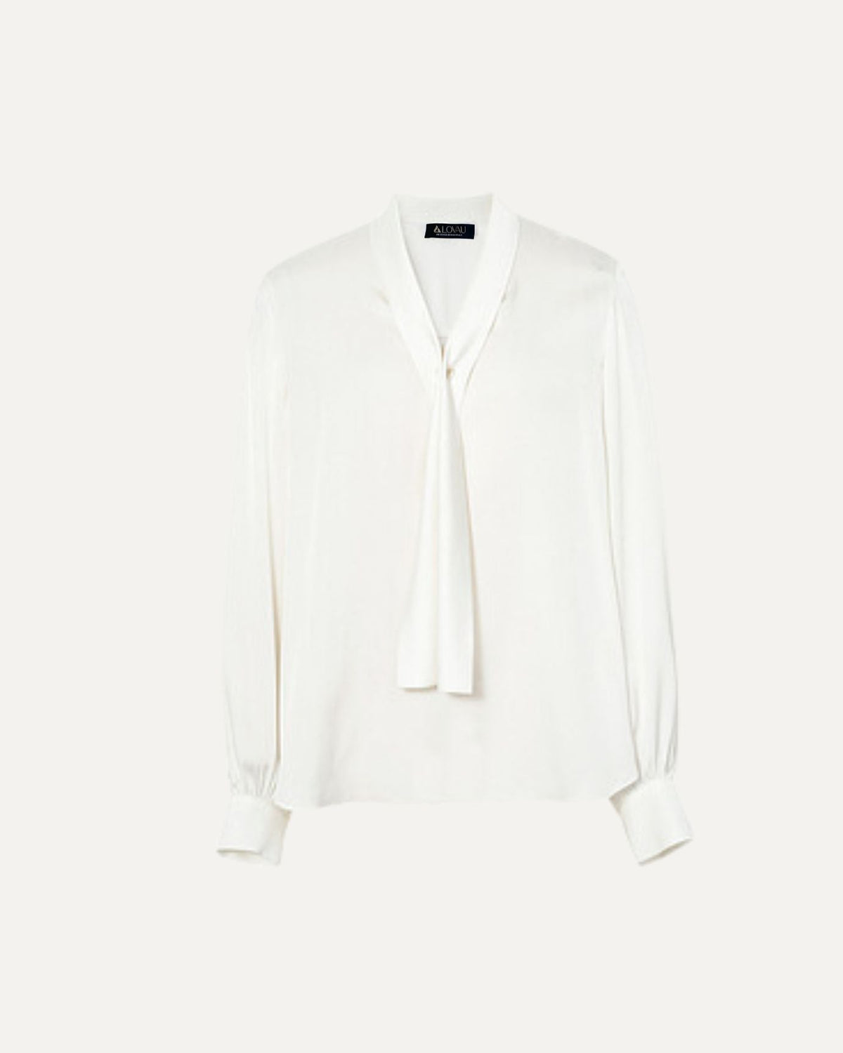 Classic Collar 100% Mulberry Silk Shirt – Off White – view 1