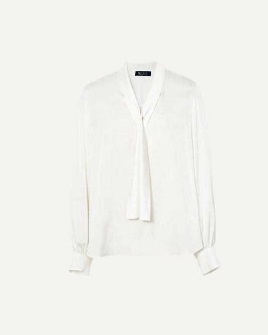 Classic Collar 100% Mulberry Silk Shirt – Off White