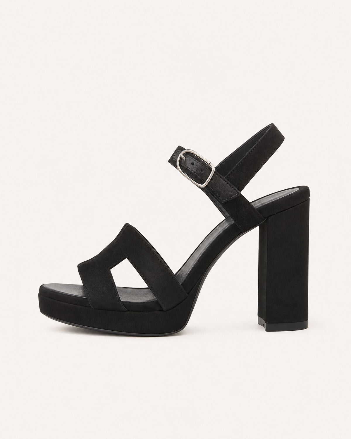 H-Band Suede Platform Block Heel Sandals with Rounded Toe – view 5