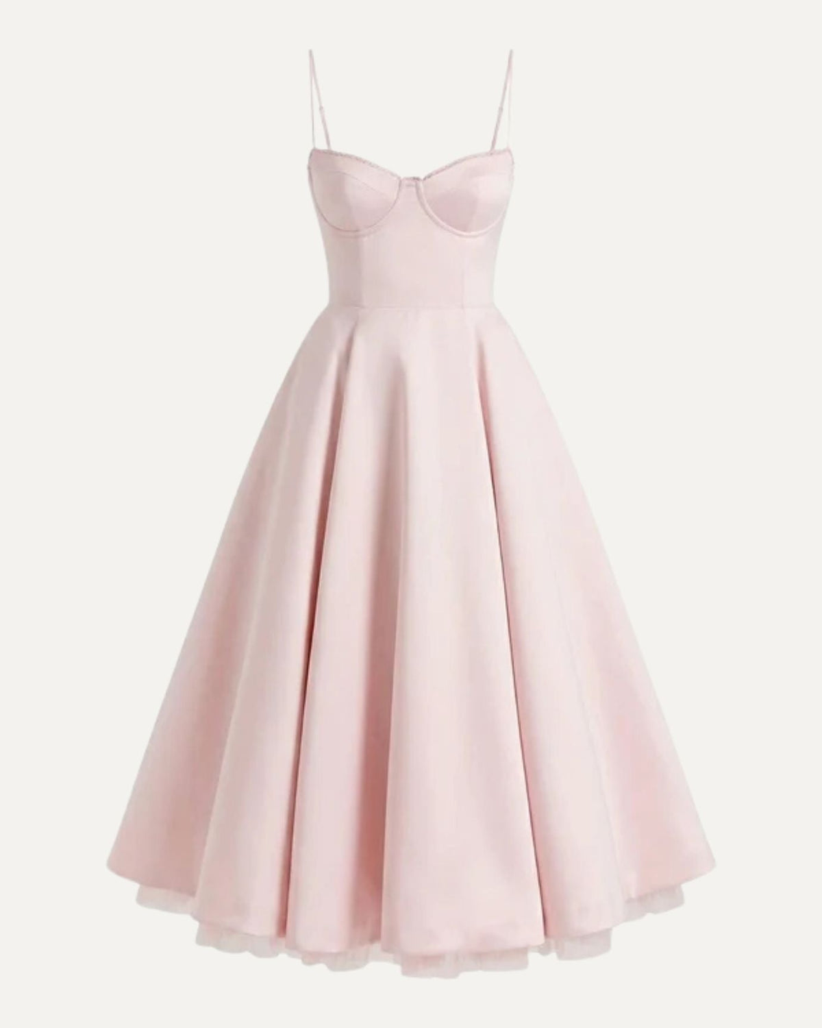 Giulia Duchess Satin Midi Dress with Tulle Underskirt – Pink