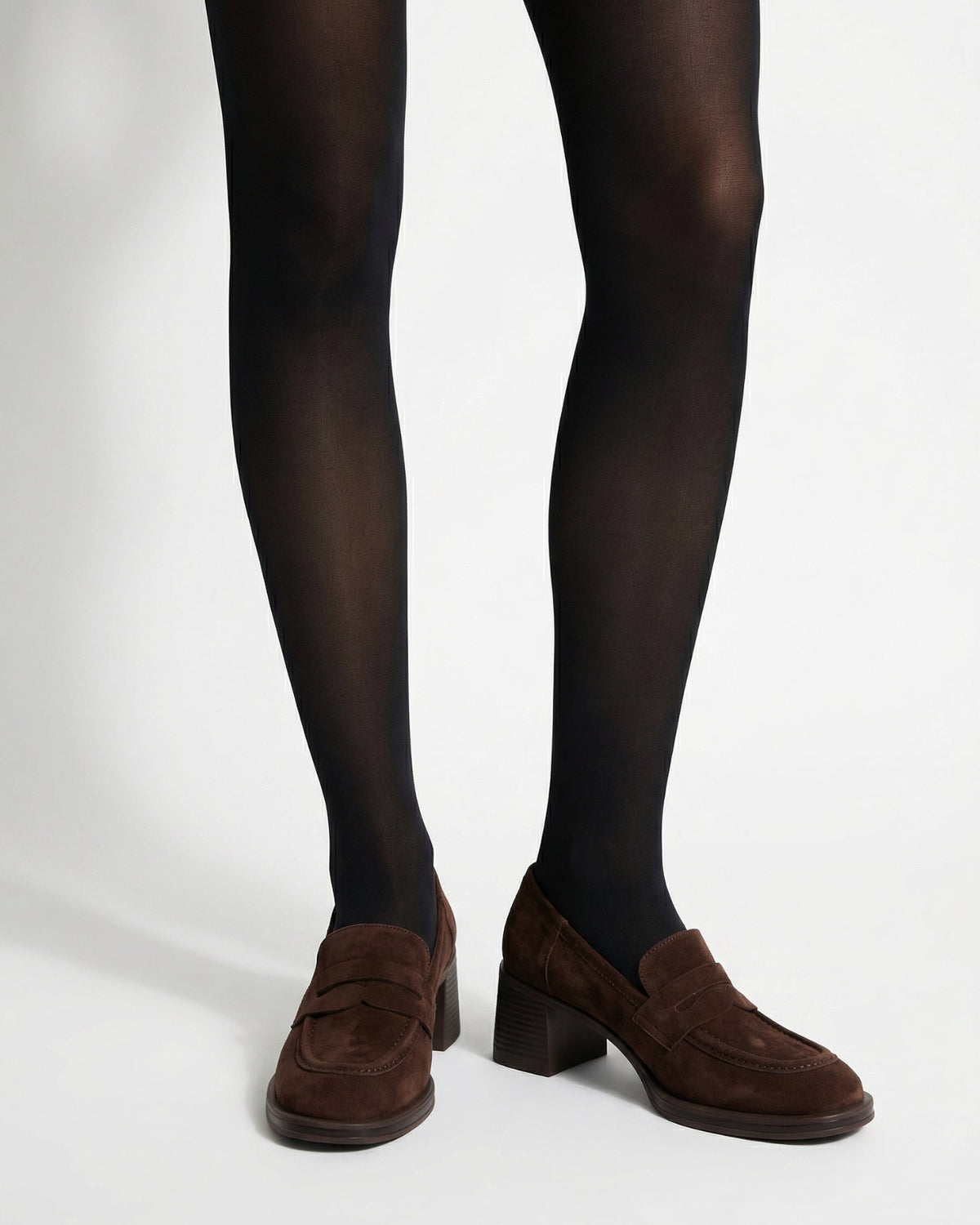 Franziska Heeled Cowhide Leather Loafers with Velvet Lining