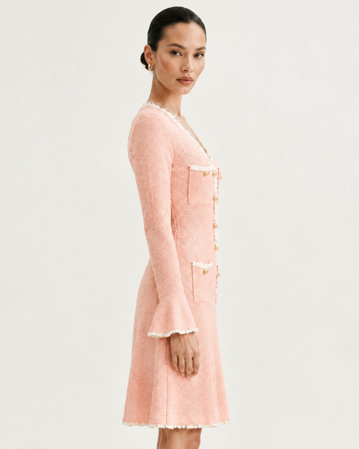 Georgina Long Sleeve Cut-Out Ruffle Viscose Midi Dress – view 9
