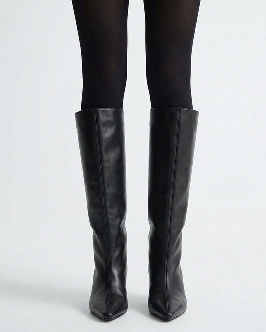 Divina Cowhide Leather Wide Leg Kitten Heel Boots – view 2