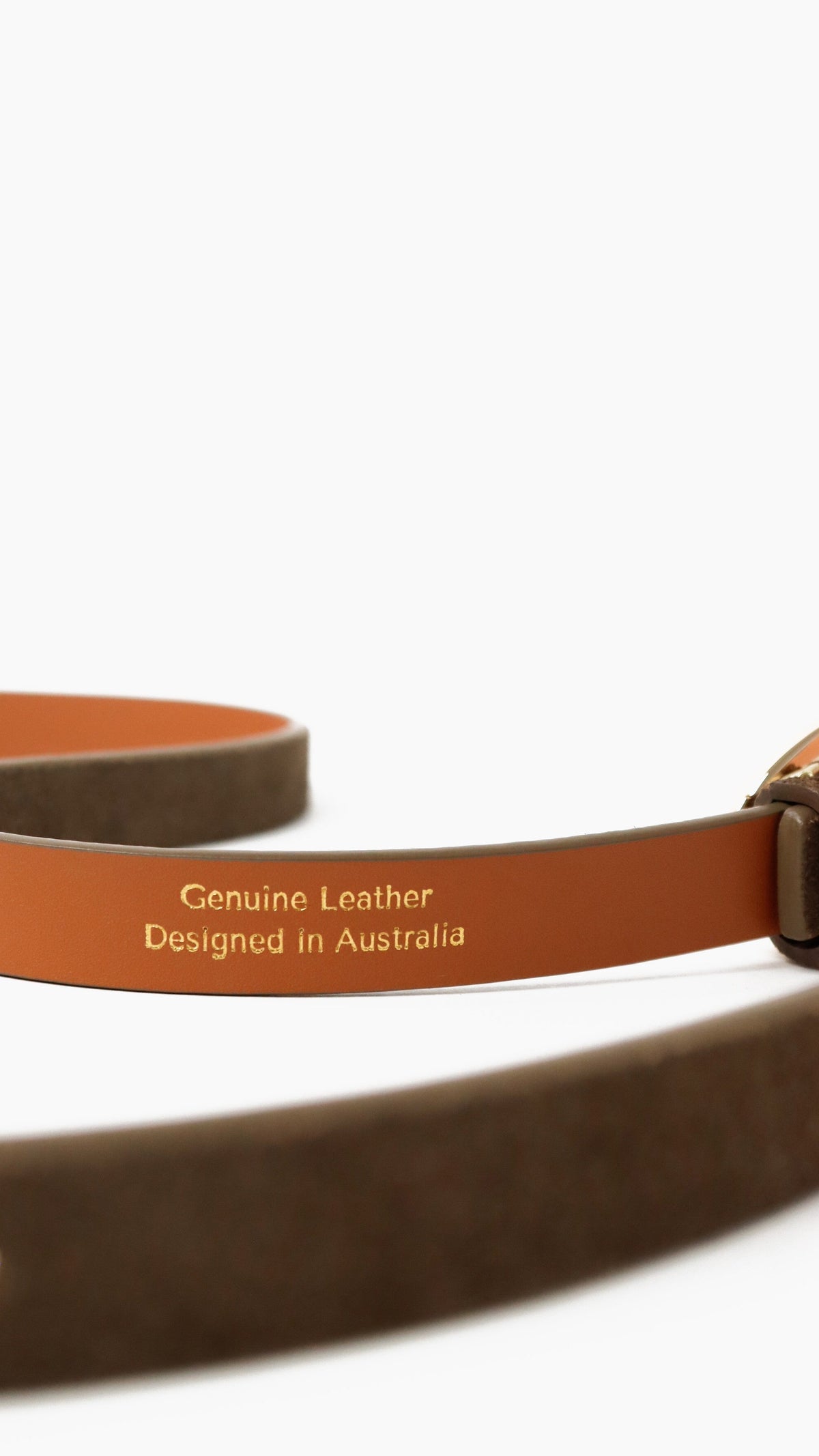 Celina Organic Curve Buckle Genuine Leather Belt – Olive – view 7