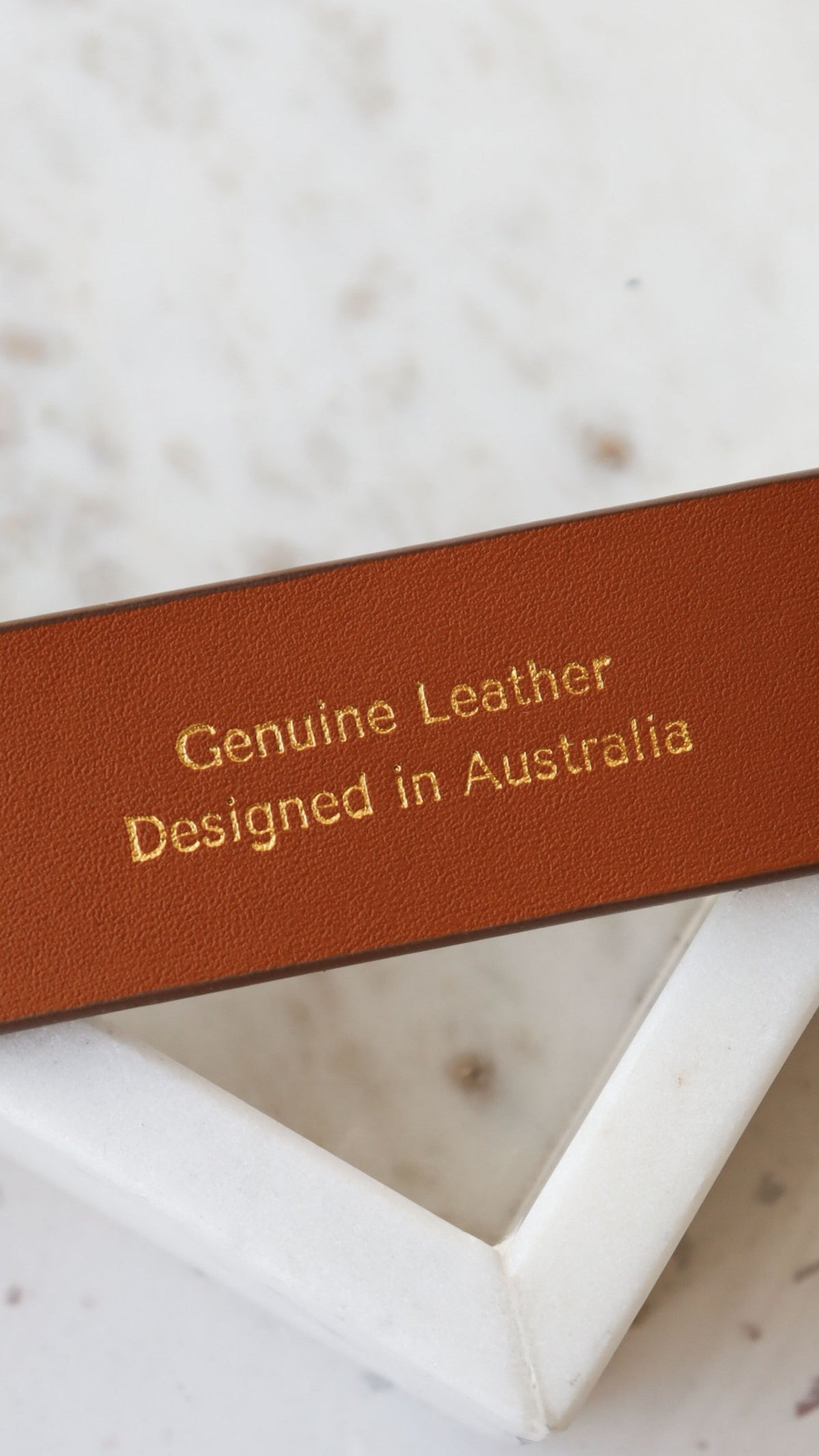 Celina Organic Curve Buckle Genuine Leather Belt – Olive – view 8