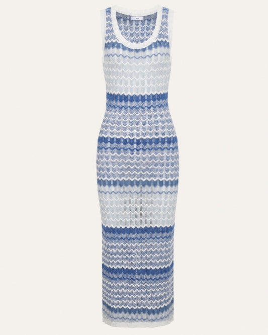 Fitted Viscose Knit Maxi Summer Dress – Light Blue
