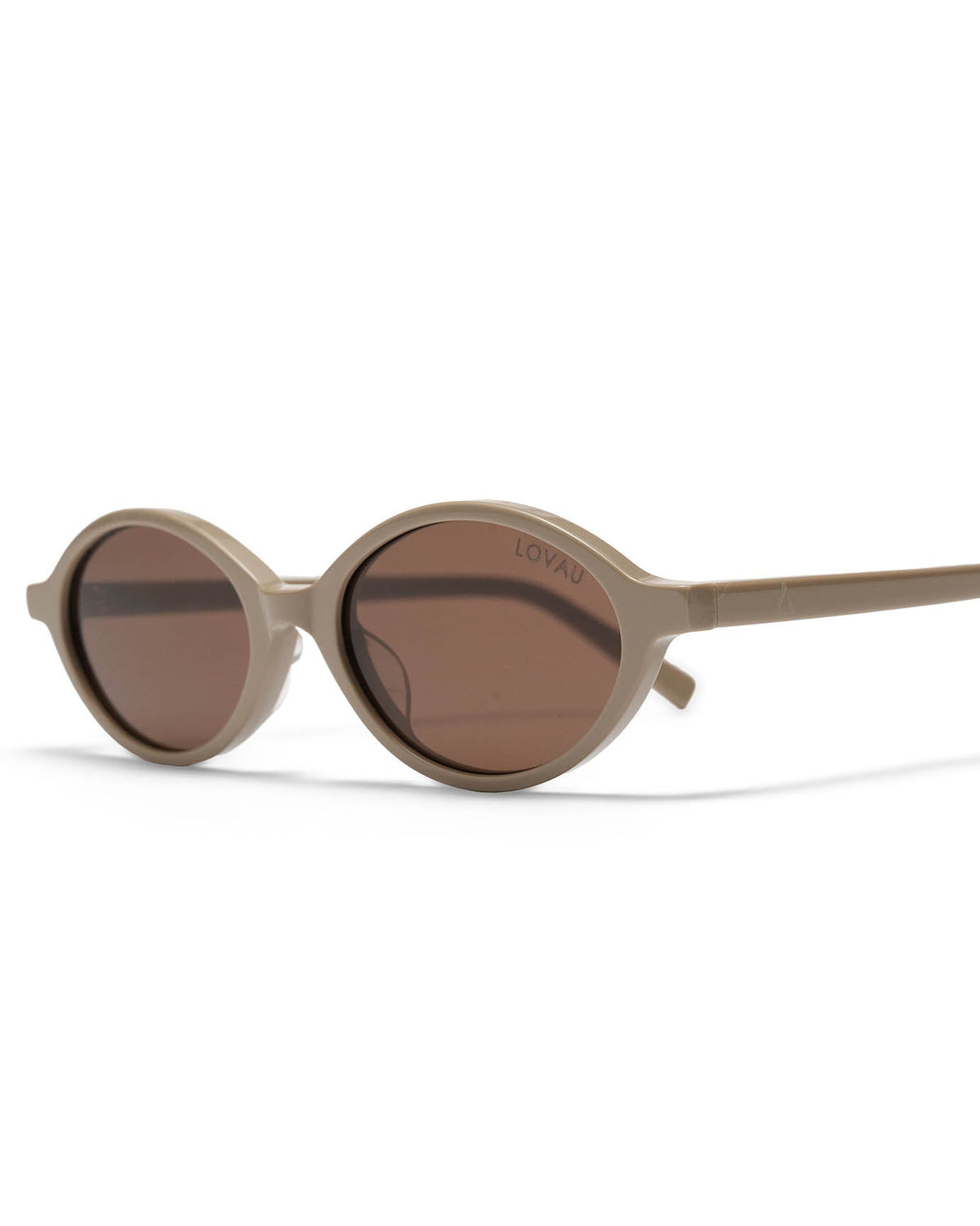 Oval Acetate Frame Sunglasses with UV Protection – Brown Taupe – view 3