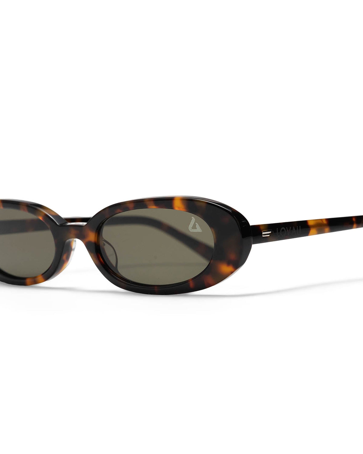 Lana Slim Oval Acetate Sunglasses – Tortoiseshell Green – view 3