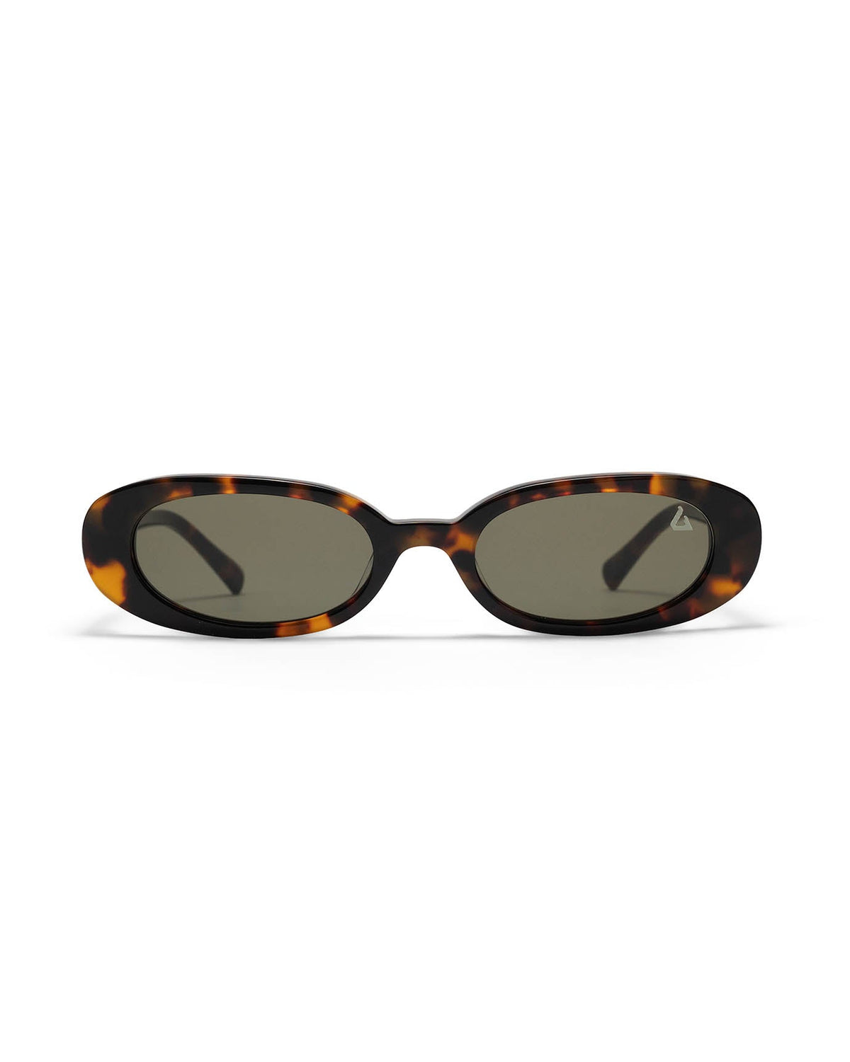 Lana Slim Oval Acetate Sunglasses – Tortoiseshell Green – view 2