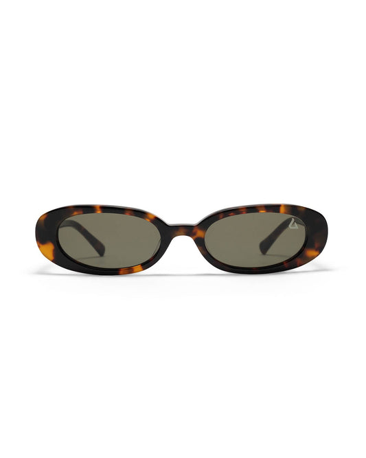Lana Slim Oval Acetate Sunglasses – Tortoiseshell Green