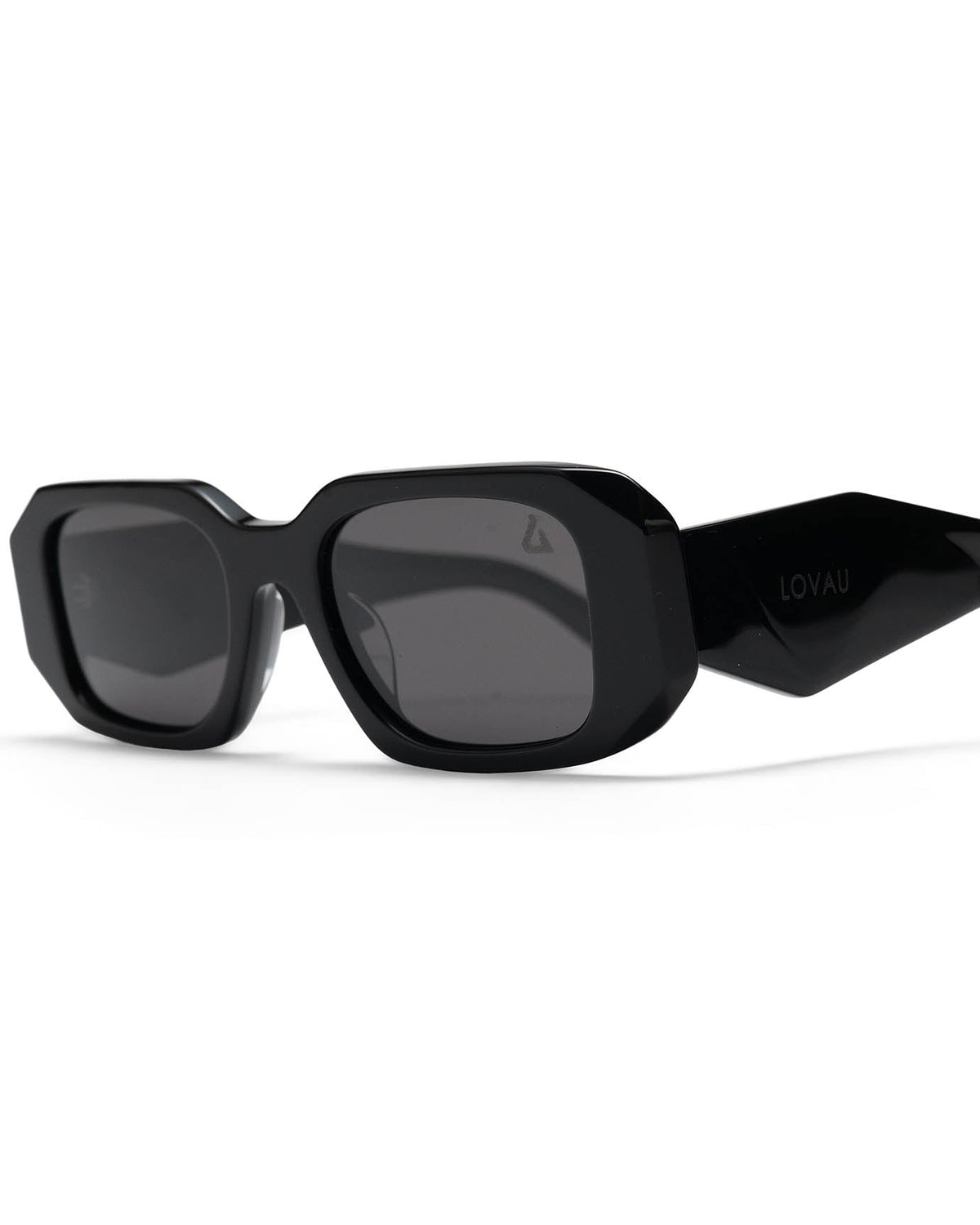 Bold Rectangular 90s Acetate Polarised Sunglasses – Black – view 3