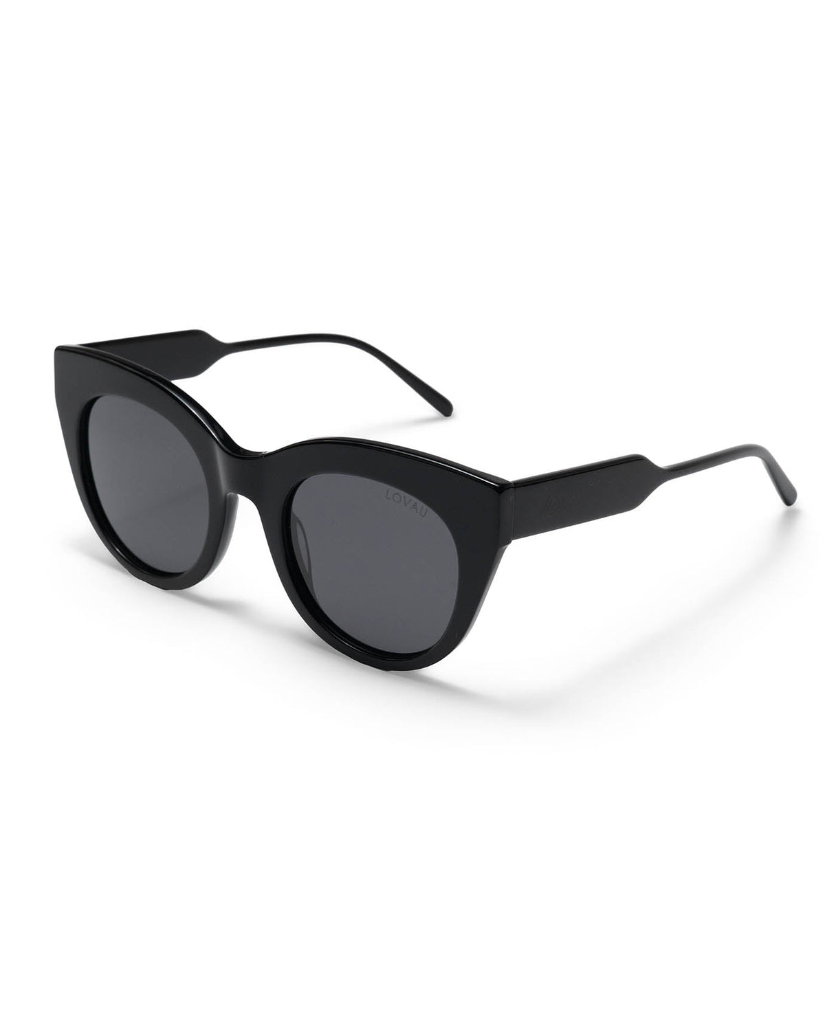 Cat Eye Acetate Polarised Sunglasses with Smoke Tint Lenses – Black – view 2