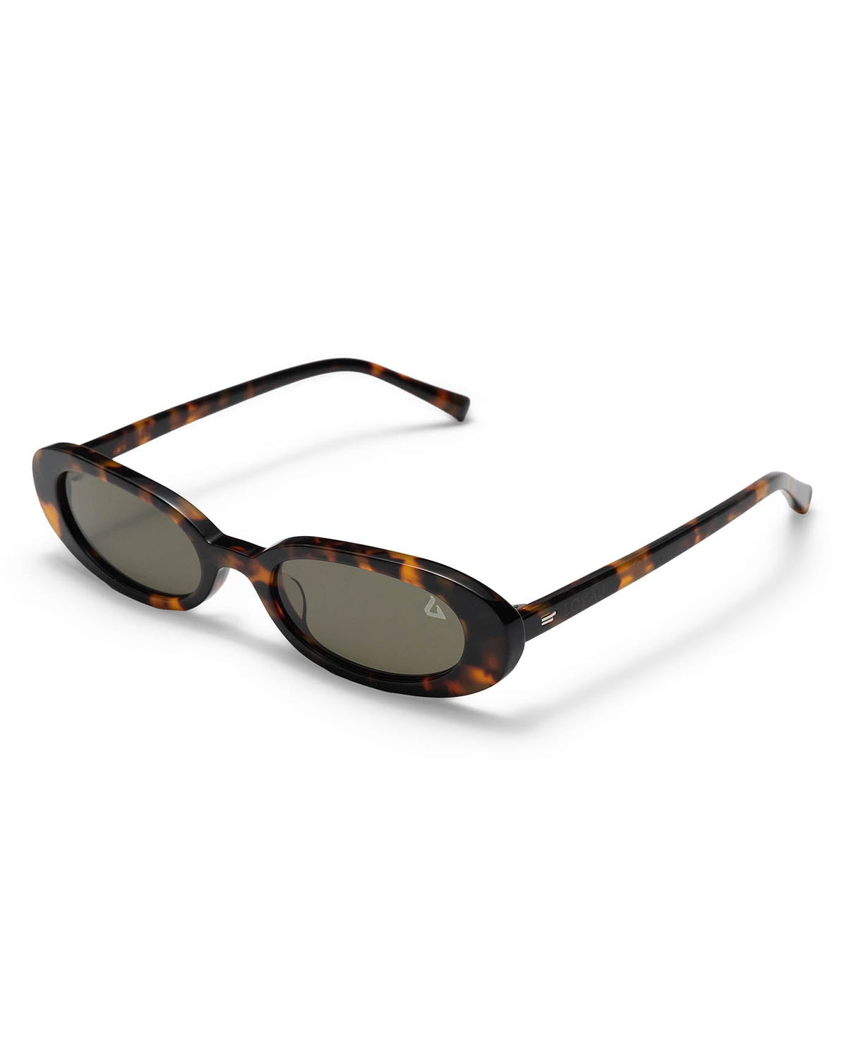 Lana Slim Oval Acetate Sunglasses – Tortoiseshell Green – view 2