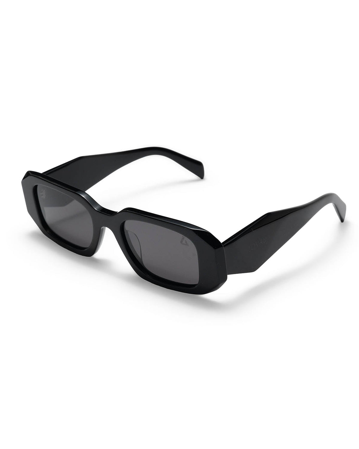 Bold Rectangular 90s Acetate Polarised Sunglasses – Black – view 2
