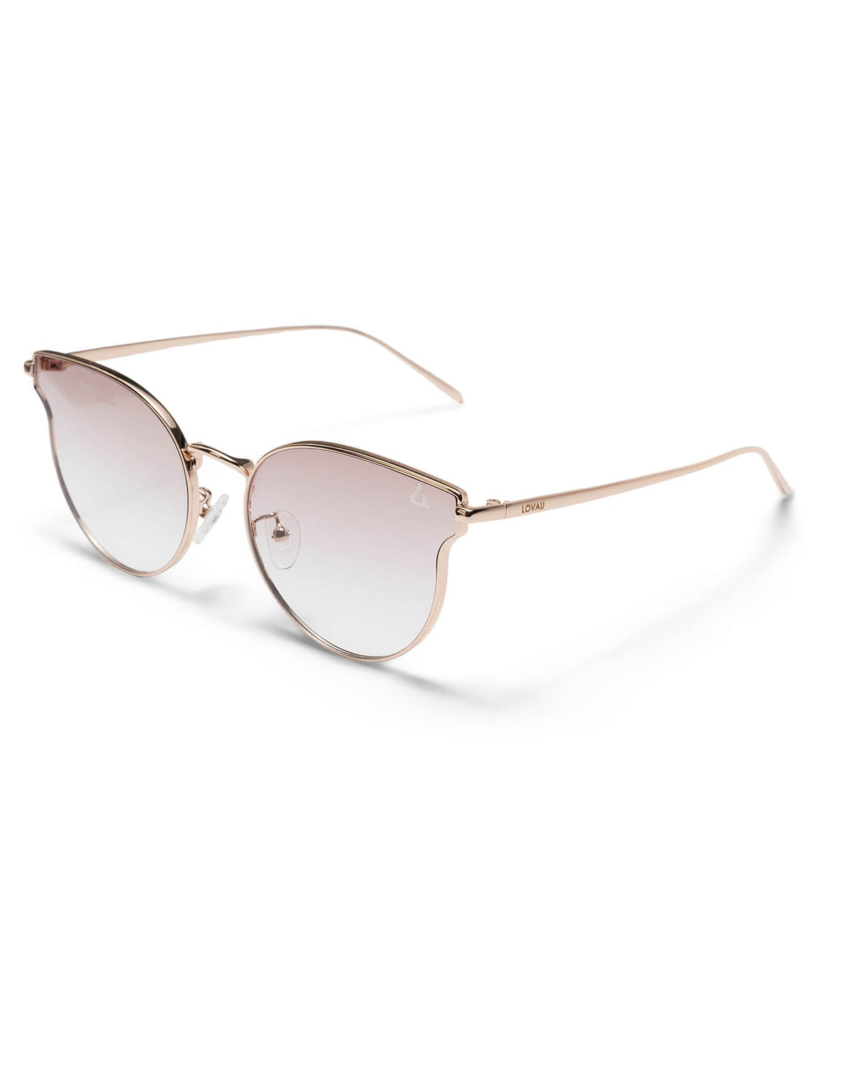 Marbella Rounded Geometric Sunglasses with Pink Gradient Lenses – Rose Gold