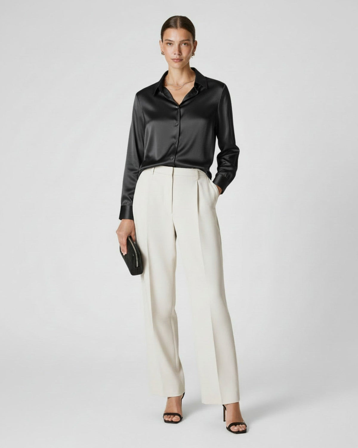 Heavyweight Mulberry Silk Satin Shirt with Gentle Stretch – view 15
