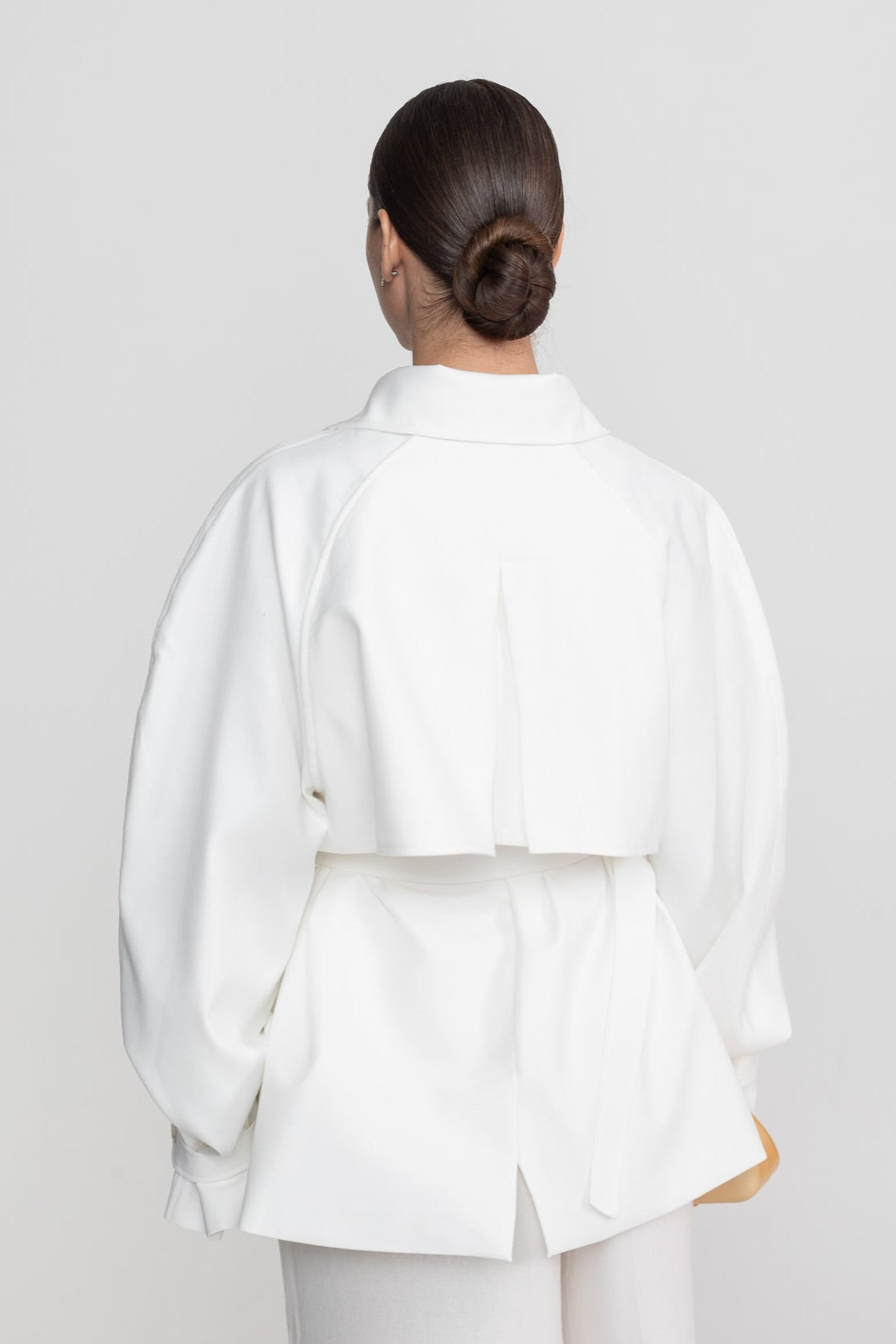 Belted Oversized Utility Jacket with Flap Patch Pockets – White – view 8