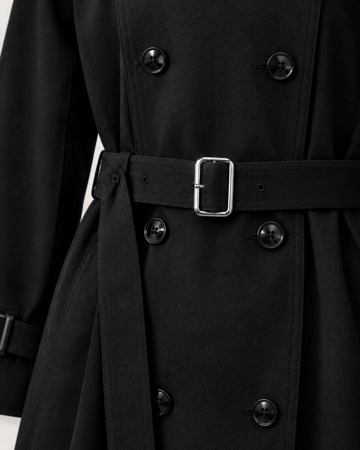 Jess Notched Lapel Medium-Weight Trench Coat – Black – view 6