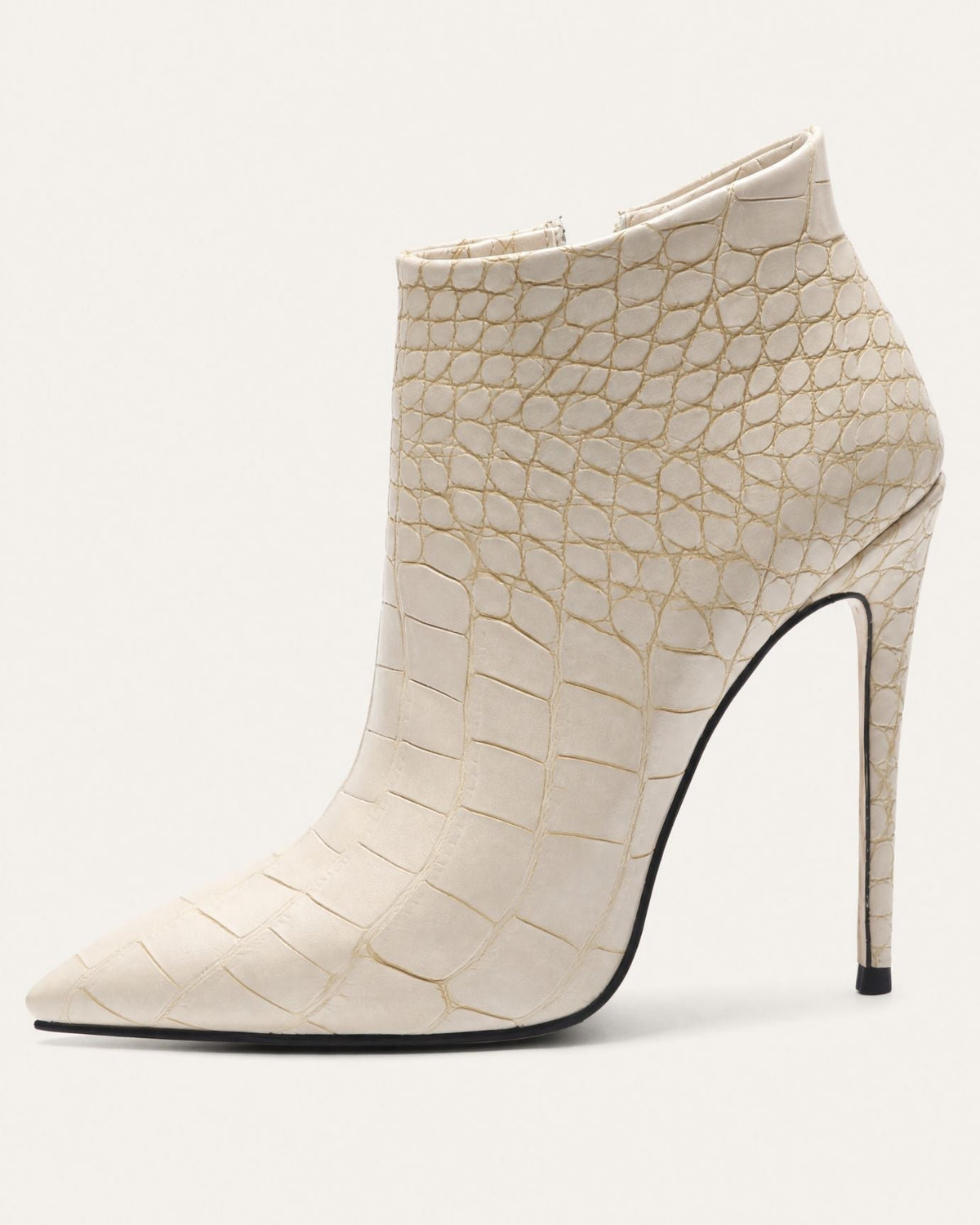 Pointed-Toe Stiletto Ankle Boots with Side Zip and 12cm Heel