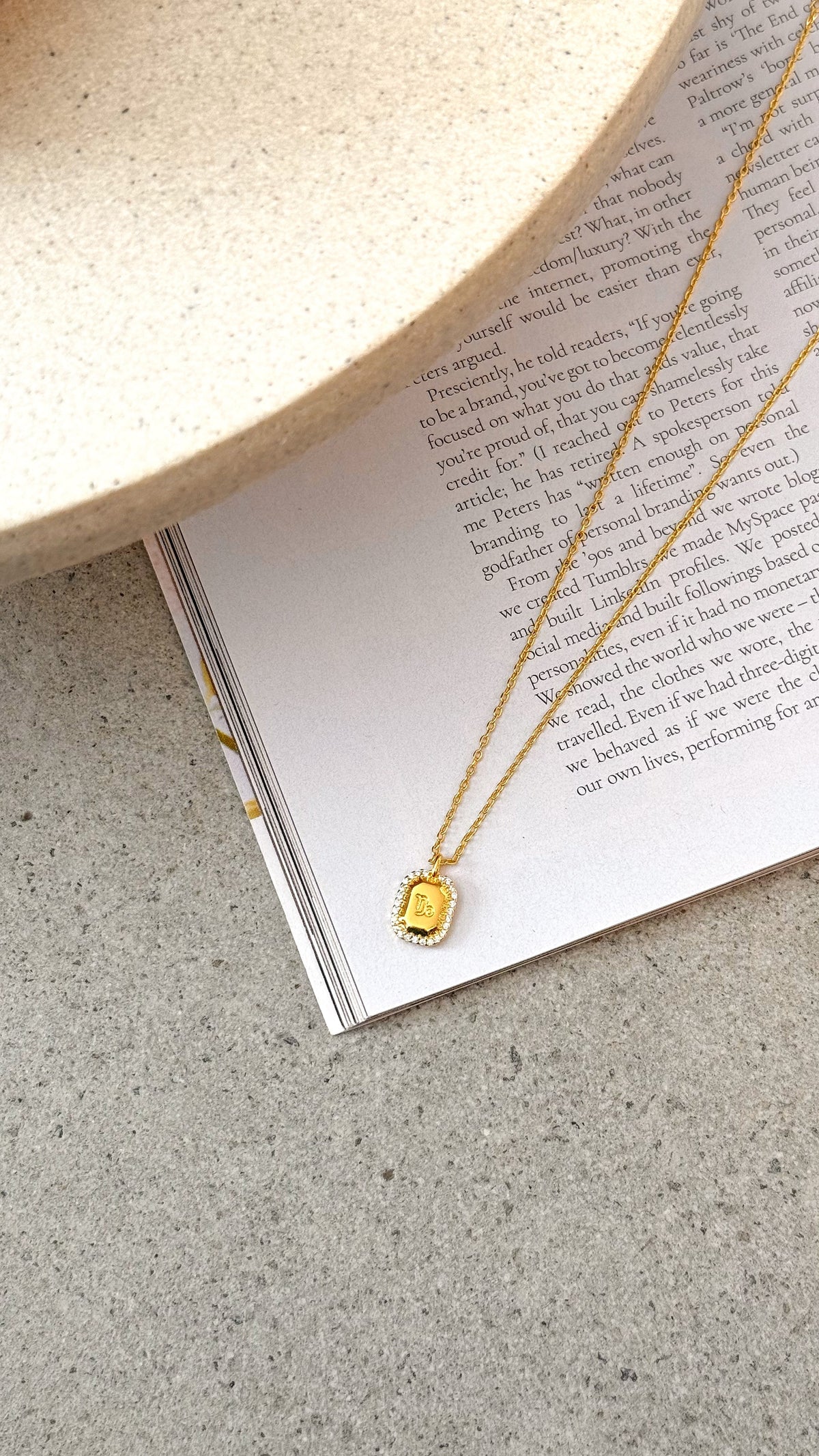 Capricorn Zodiac Pendant Necklace with Diamante Detail – Gold – view 3