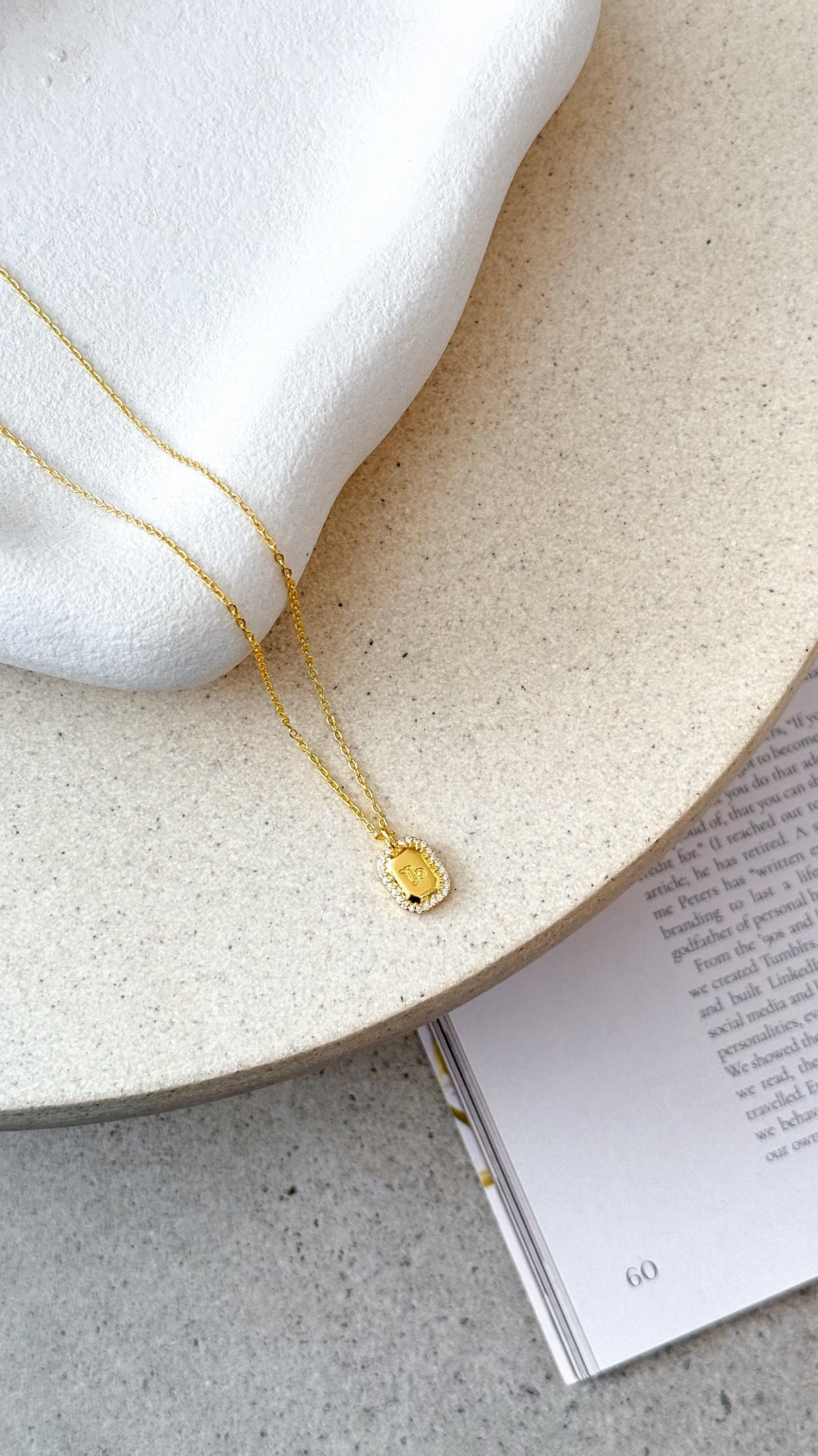 Capricorn Zodiac Pendant Necklace with Diamante Detail – Gold