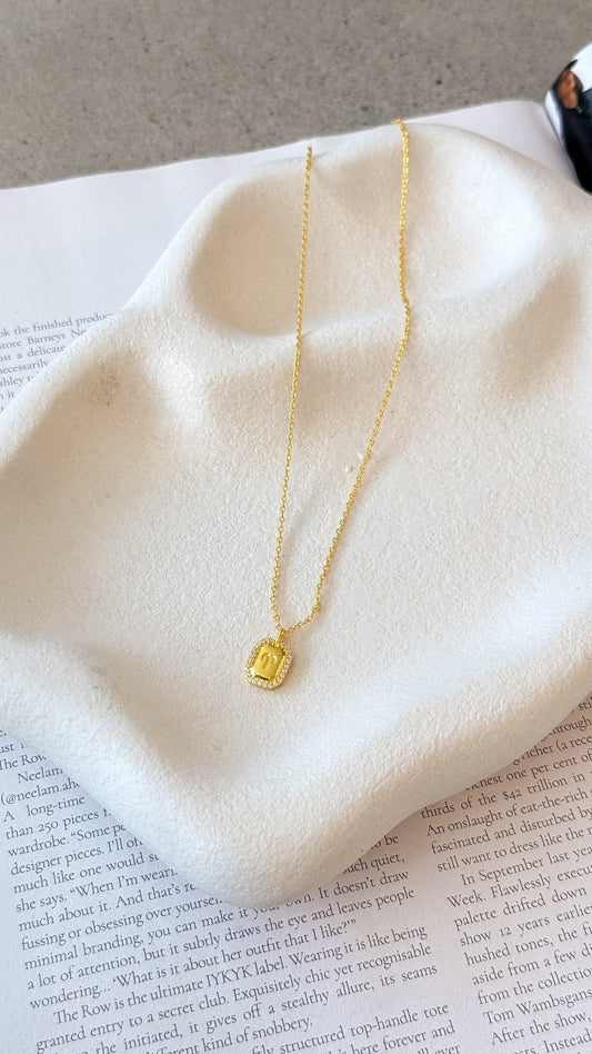 Aries Zodiac Pendant Necklace with Diamante Detail – Gold