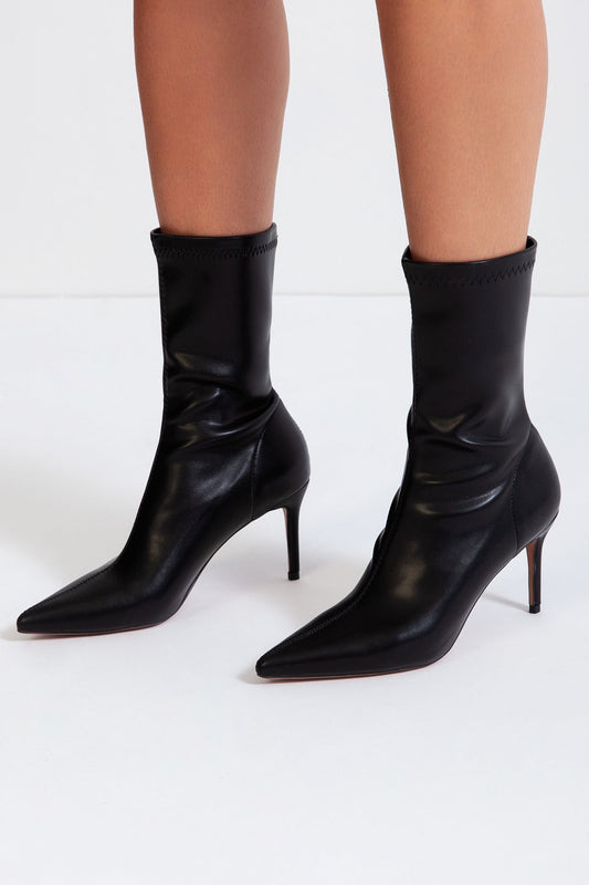 Stiletto Ankle Boots with 7.5cm Heel and 19cm Shaft – Black