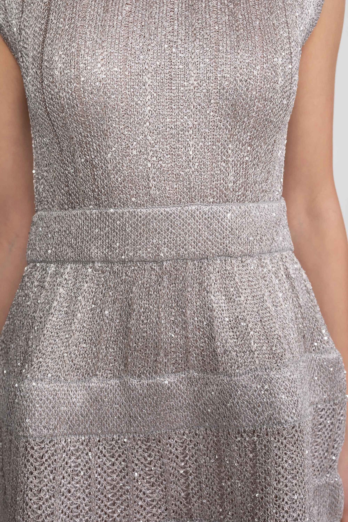 Sequin Cap Sleeve Mini Dress with Tiered Ruffle Skirt – Silver – view 6