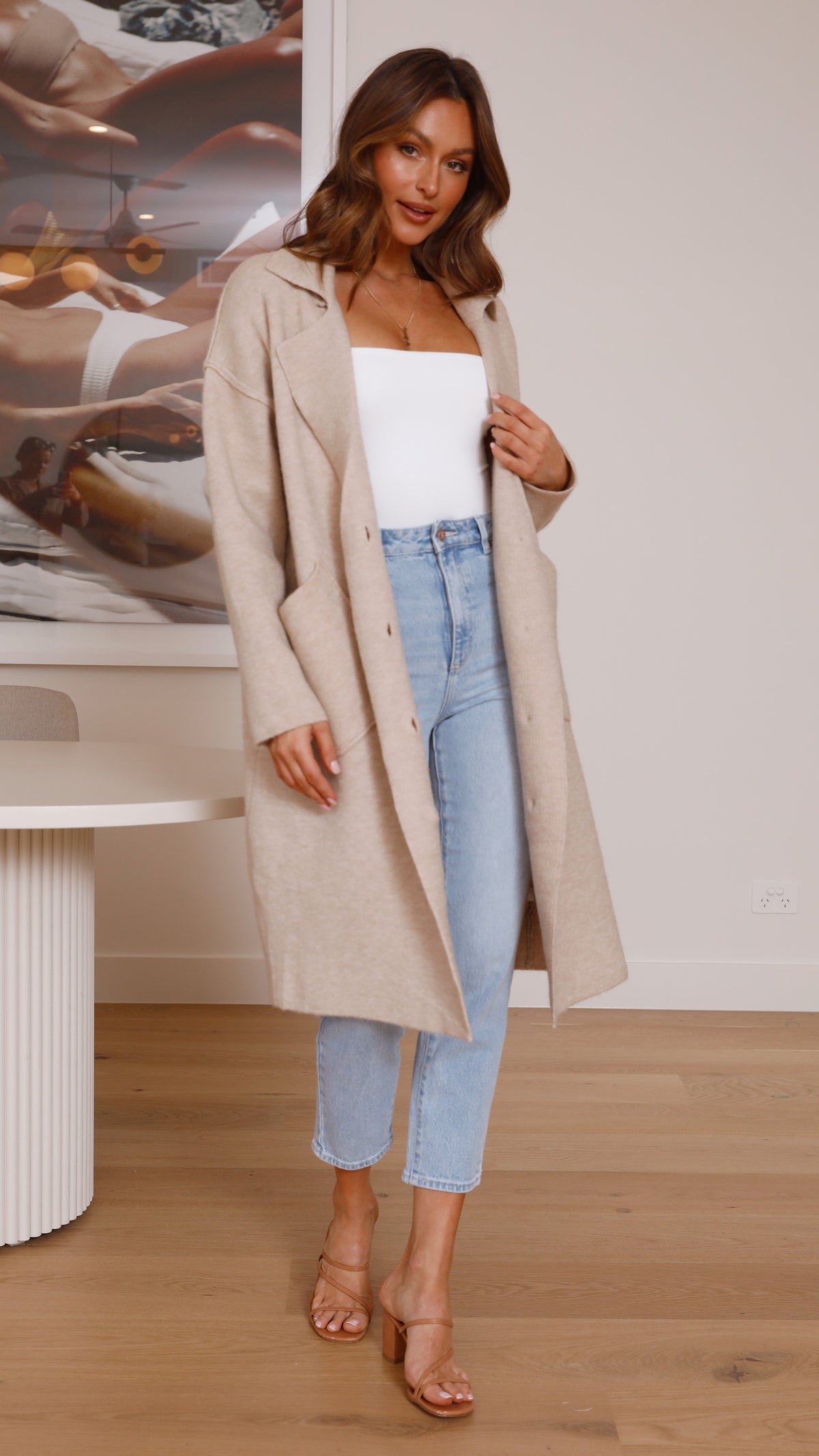 Kacela Collared Wool Blend Knit Button-Up Jacket – Oatmeal – view 15
