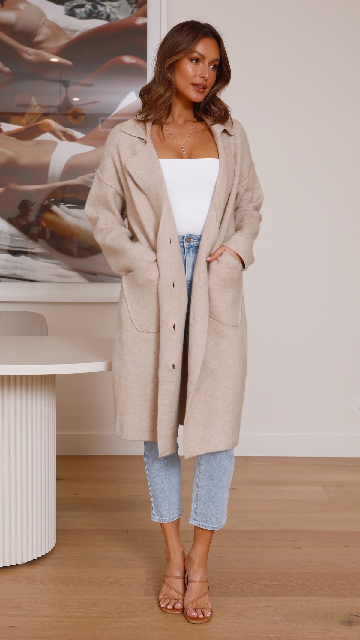 Kacela Collared Wool Blend Knit Button-Up Jacket – Oatmeal