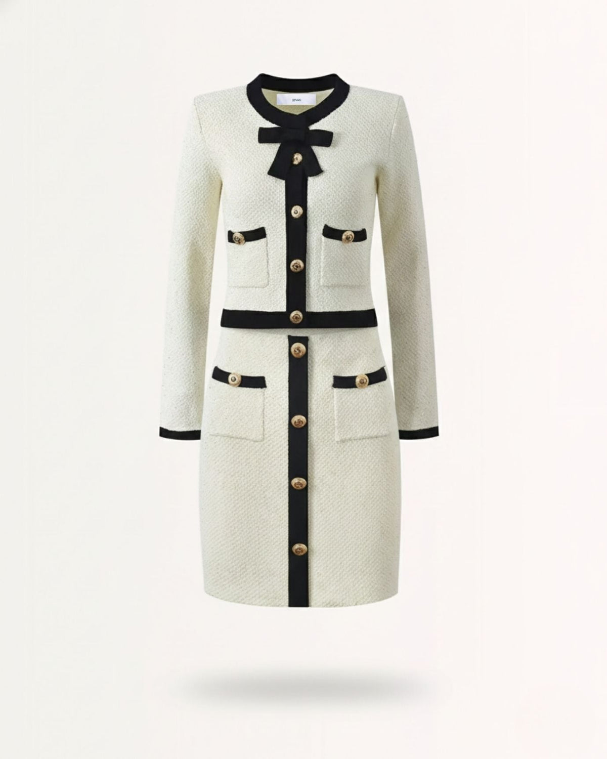 Kris Soft Knit Cardigan Jacket and Matching Skirt Set – White – view 1