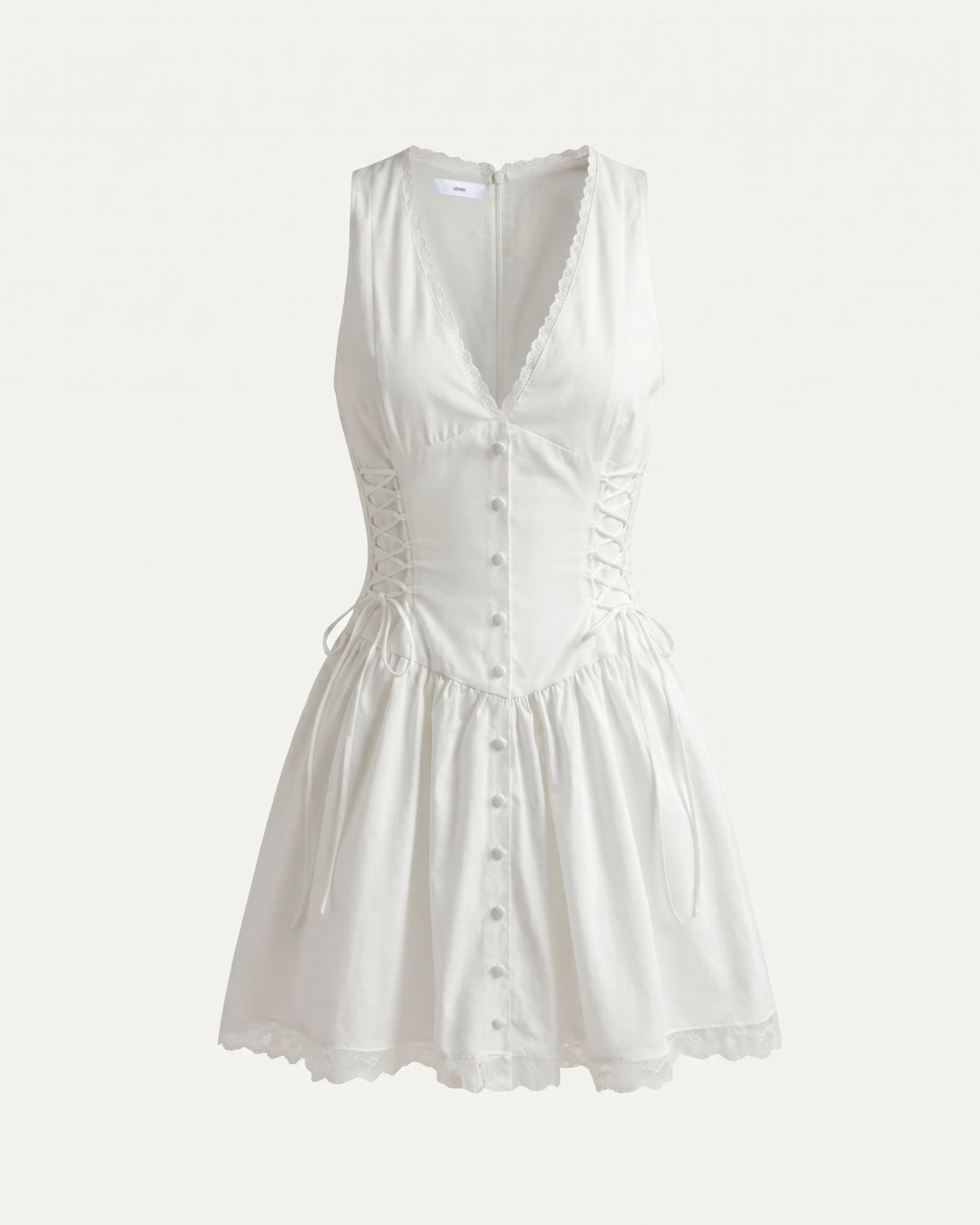 Tailored Polyamide Blend Dress with Architectural Details – White – view 1