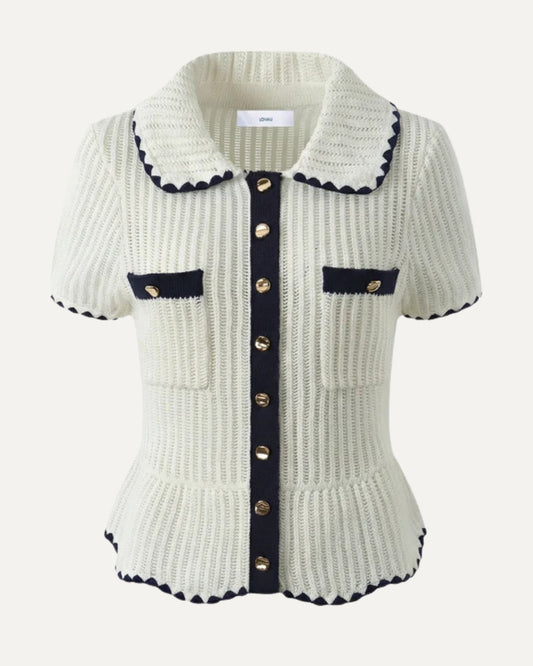 Slim Fit Short Sleeve Stretch Viscose Knit Top – White