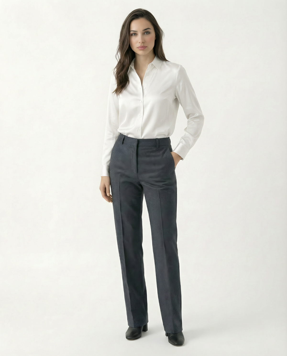 Heavyweight Mulberry Silk Satin Shirt with Gentle Stretch – view 17