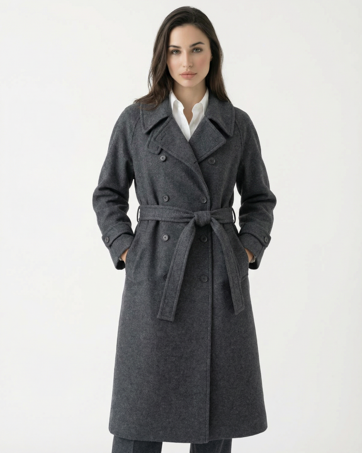 Diosa Wool and Cashmere Blend Coat with Tailored Fit – Grey – view 2
