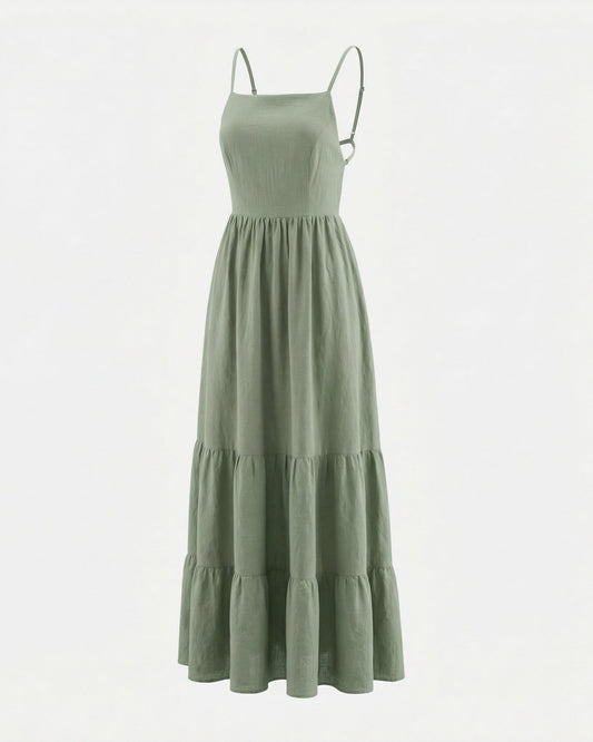 Rhi Linen Blend A-Line Suspender Mini Dress with Adjustable Straps