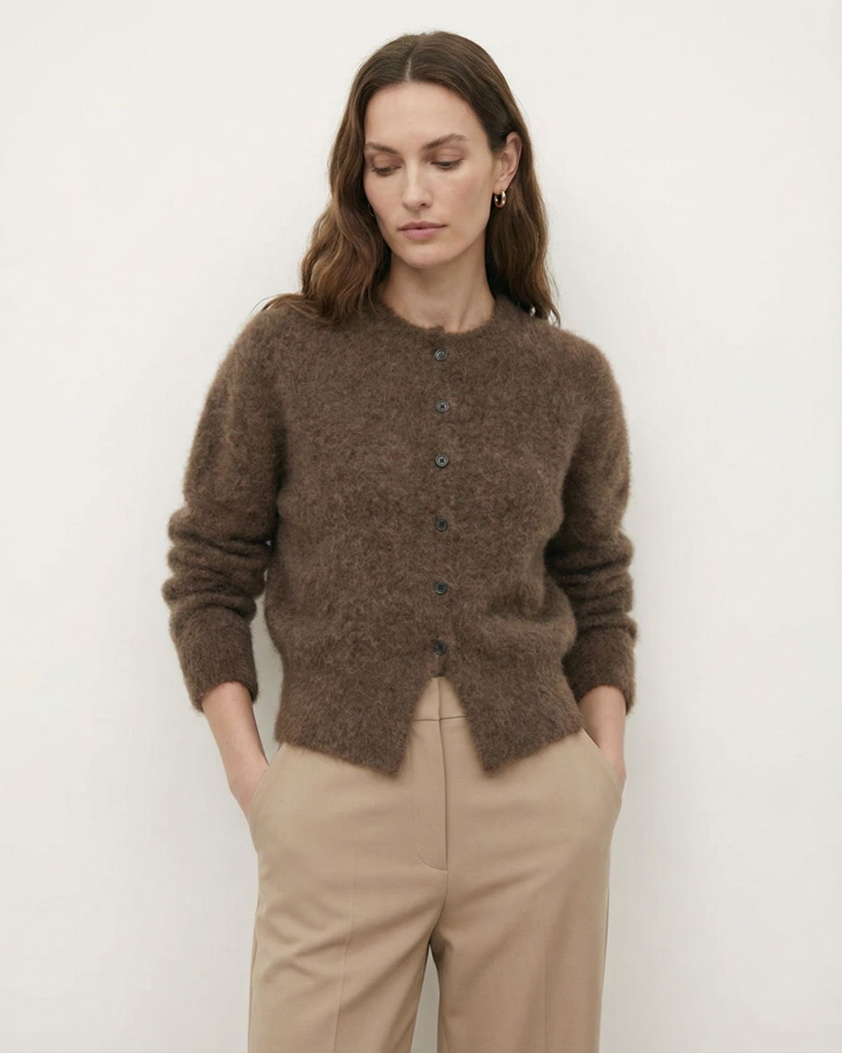 Soft Alpaca Sweater Cardigan with Reinforced Seams – view 3