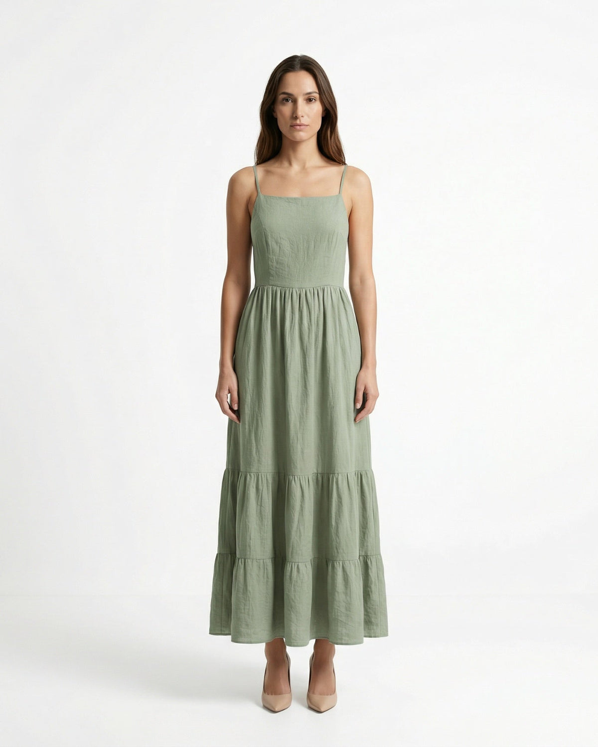 Rhi Linen Blend A-Line Suspender Mini Dress with Adjustable Straps – view 3