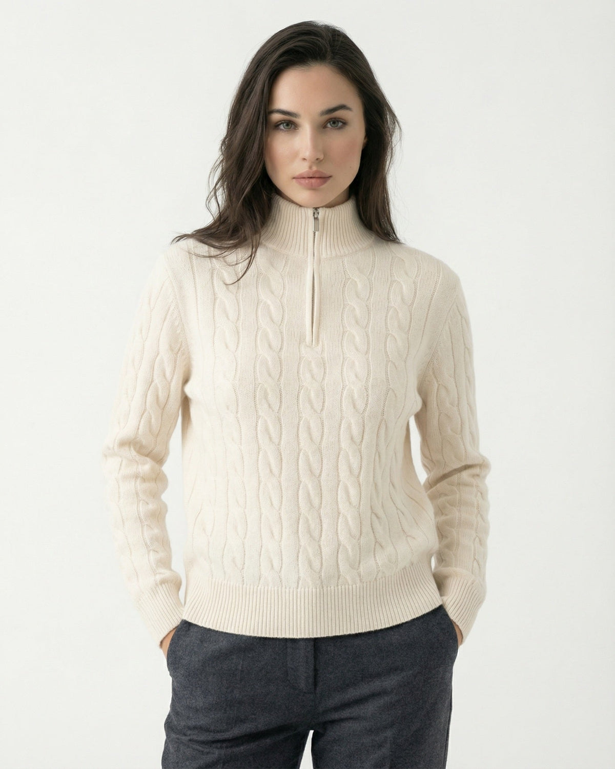 100% Cashmere Lightweight Zip Turtleneck Jumper – view 5
