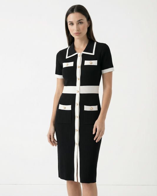 Old Money Short Sleeve Silky Finish Stretch Dress – view 6