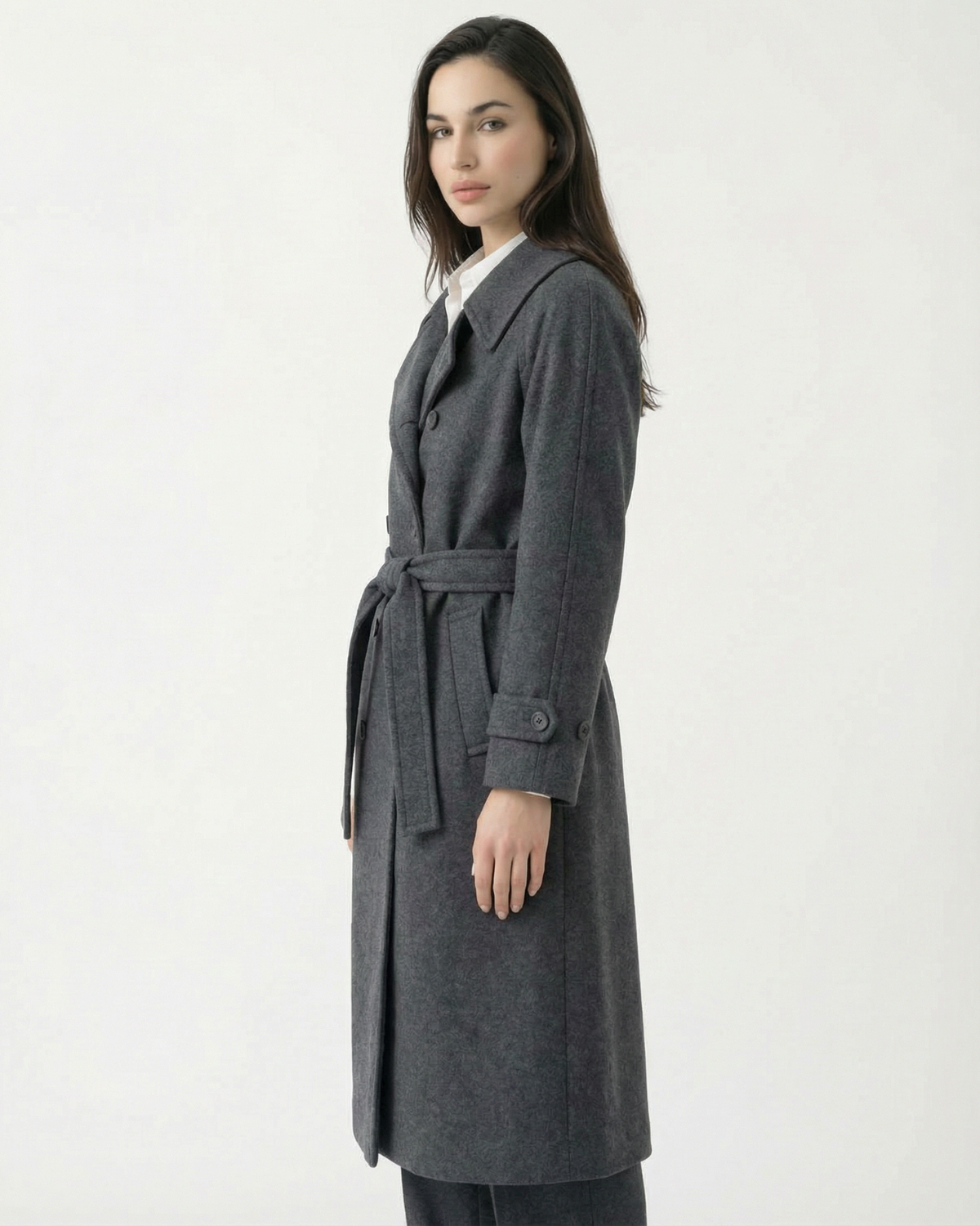 Diosa Wool and Cashmere Blend Coat with Tailored Fit – Grey – view 3