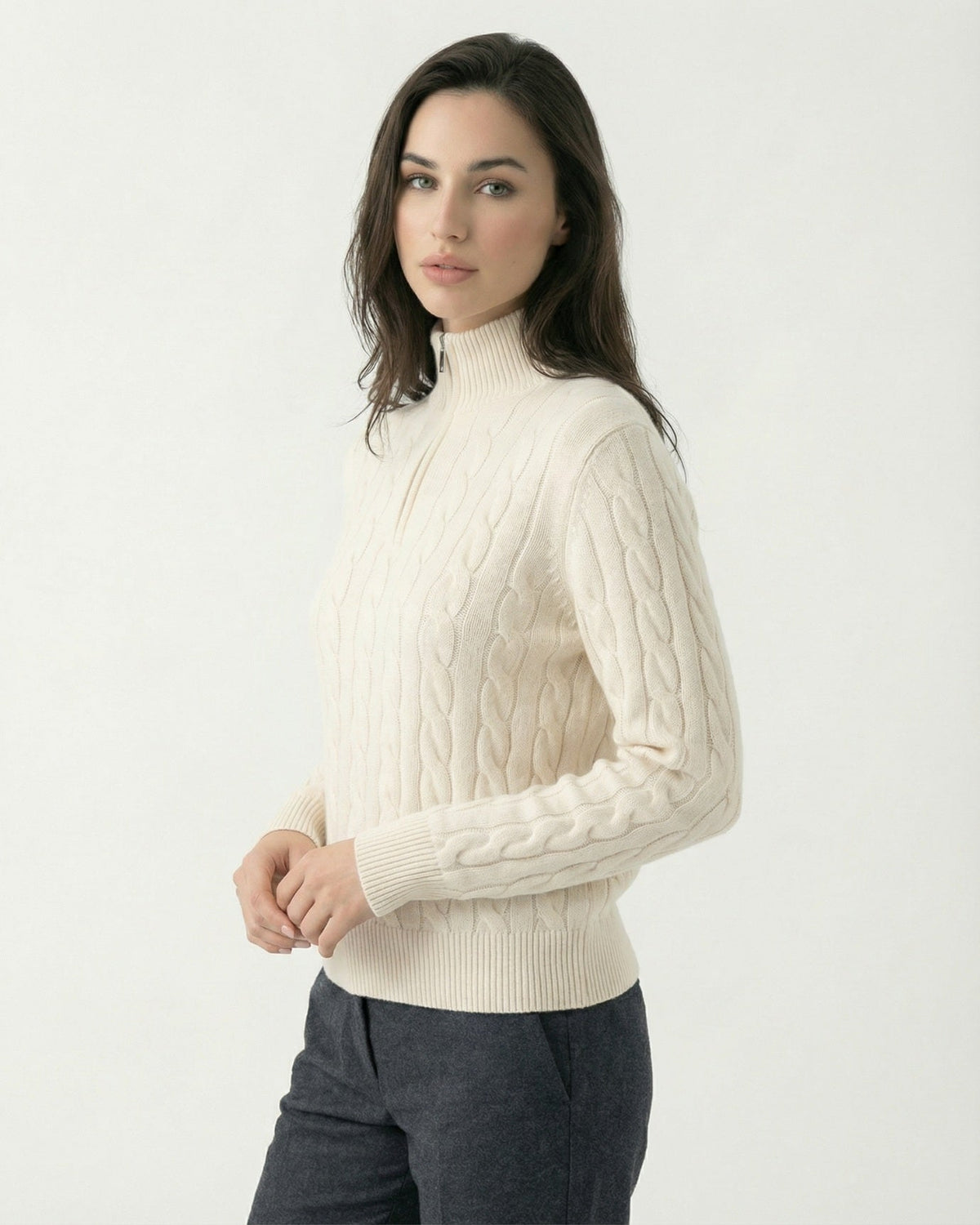 100% Cashmere Lightweight Zip Turtleneck Jumper – view 6