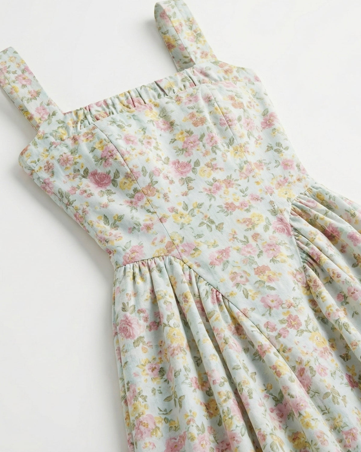 Square Neck Puff Sleeve Midi Dress with Alpine Floral Print – view 10